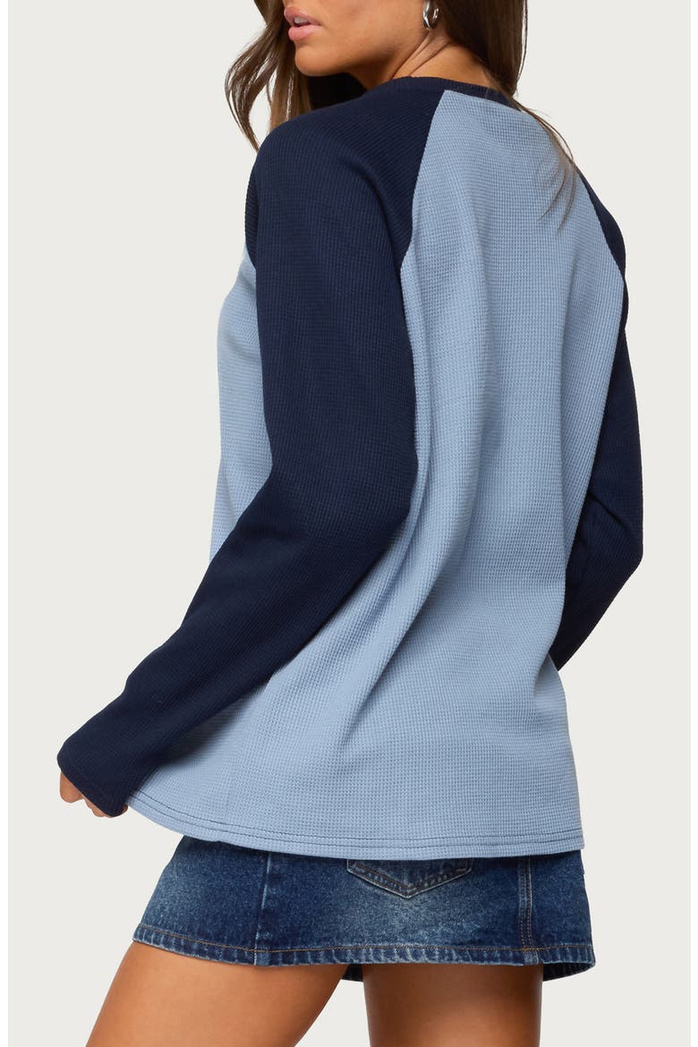 Me Time Oversize Raglan Sleeve Waffle Knit Top, Alternate, color, BLUE