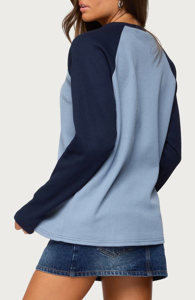 EDIKTED Me Time Oversize Raglan Sleeve Waffle Knit Top, Alternate, color, Blue