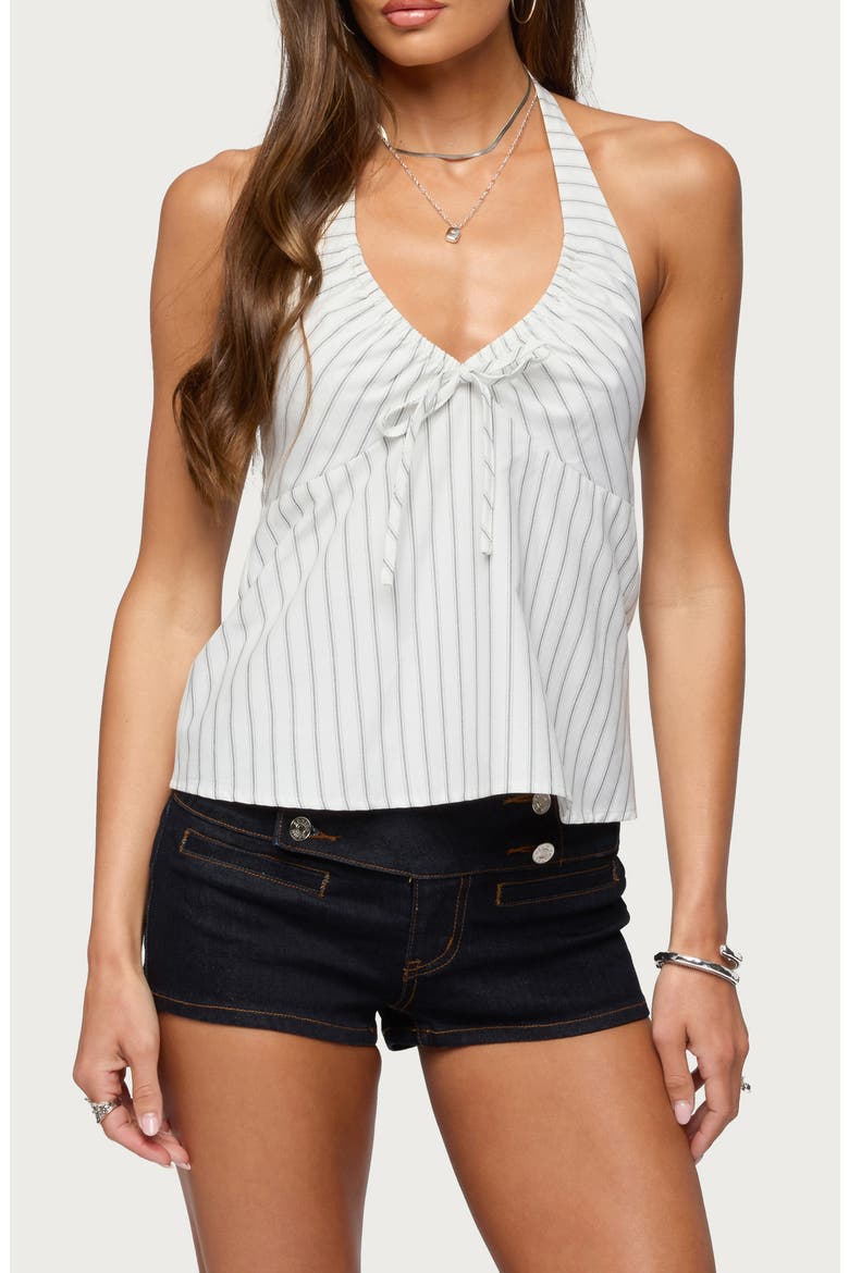 Breya Stripe Halter Top, Main, color, WHITE-AND-NAVY