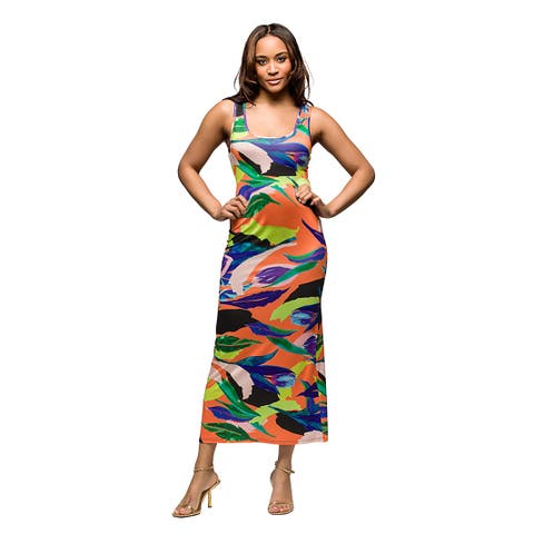 Maternity Multicolor Razorback Tank Casual Maxi Dress