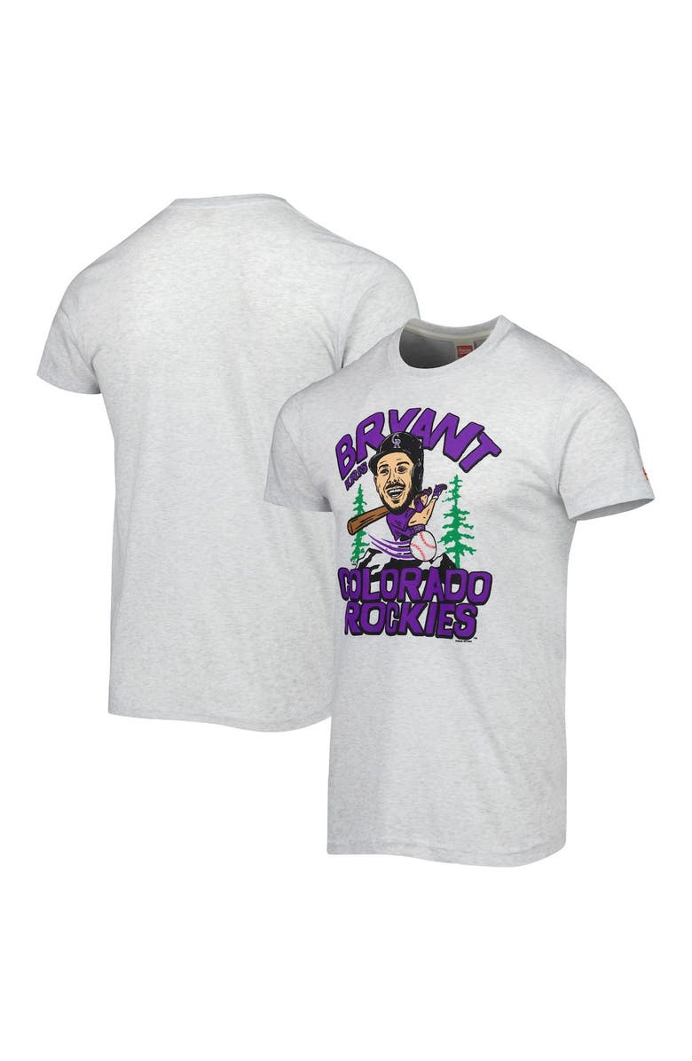 Homage Men's Homage Kris Bryant Gray Colorado Rockies Caricature Tri-Blend T-Shirt, Main, color, 