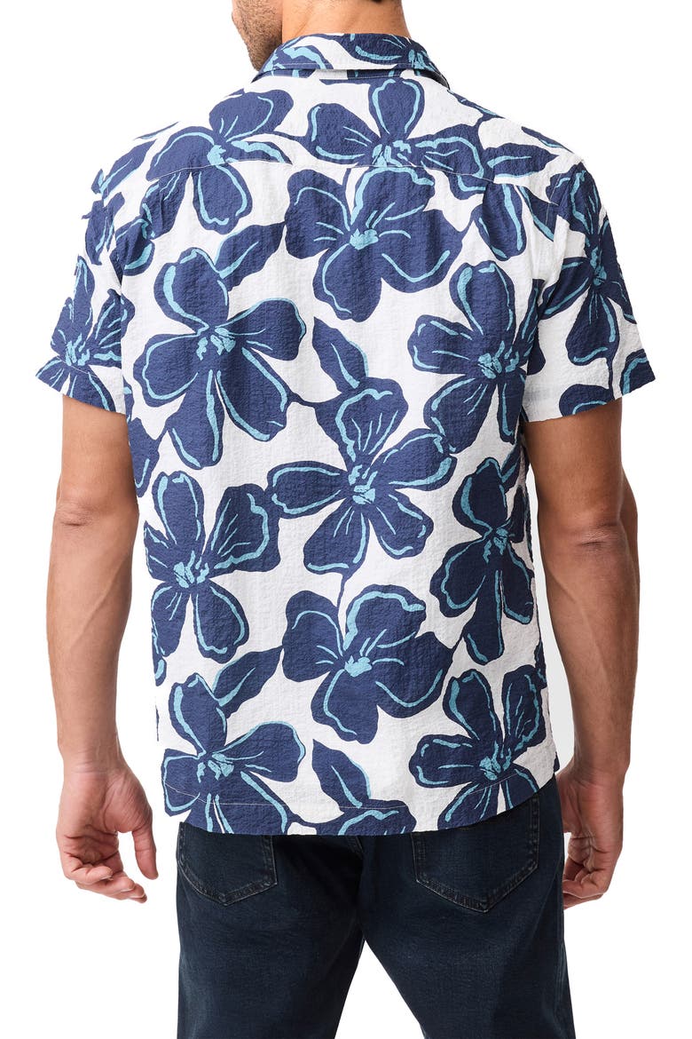 Hamilton Bay Weekend Fit Floral Short Sleeve Stretch Seersucker Button-Up Shirt, Alternate, color, INK