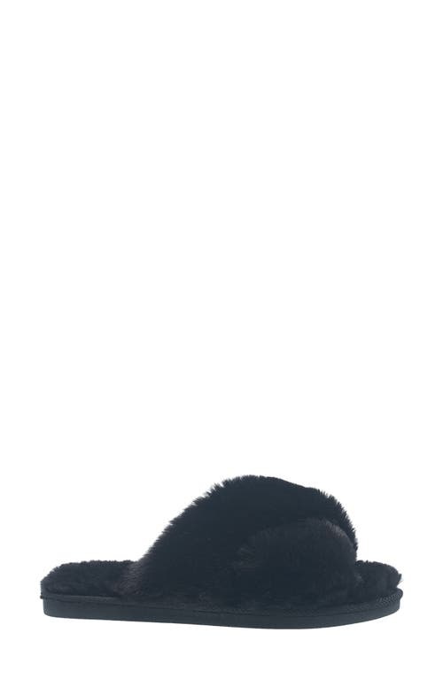 Nine West X-band Faux Fur Slipper In Black