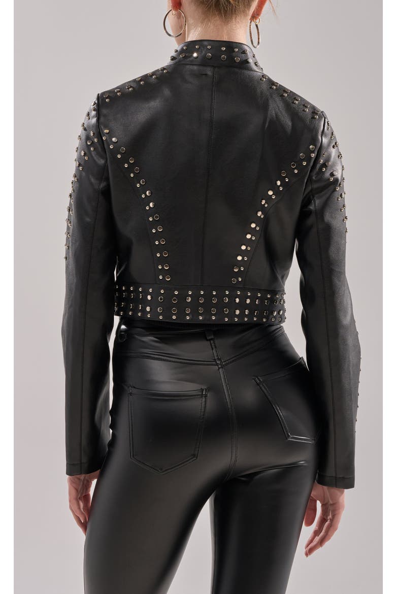 Silvina Studded Vegan Leather Jacket, Alternate, color, BLACK