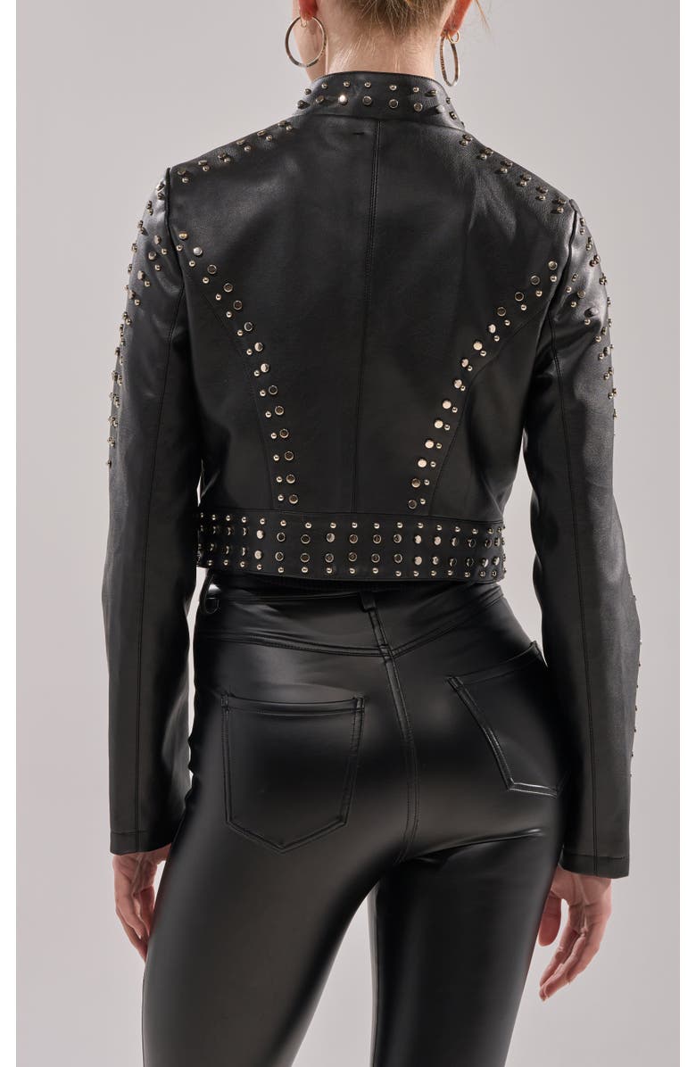 AZALEA WANG Silvina Studded Vegan Leather Jacket, Alternate, color, Black
