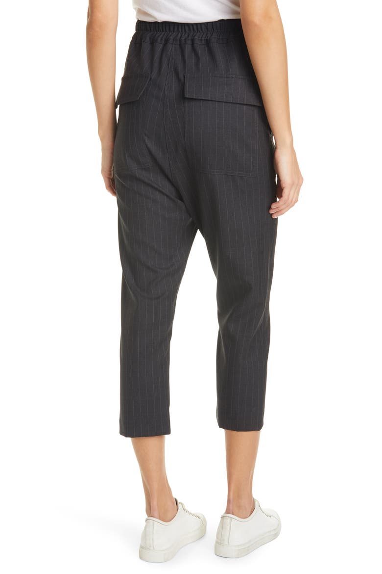 Safi Pinstripe Crop Stretch Wool Pants, Alternate, color, DARK CHARCOAL PINSTRIPE