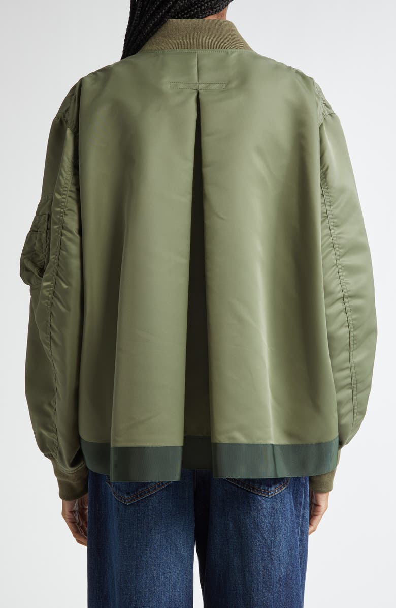 Sacai Nylon Twill Bomber Jacket, Alternate, color, Khaki