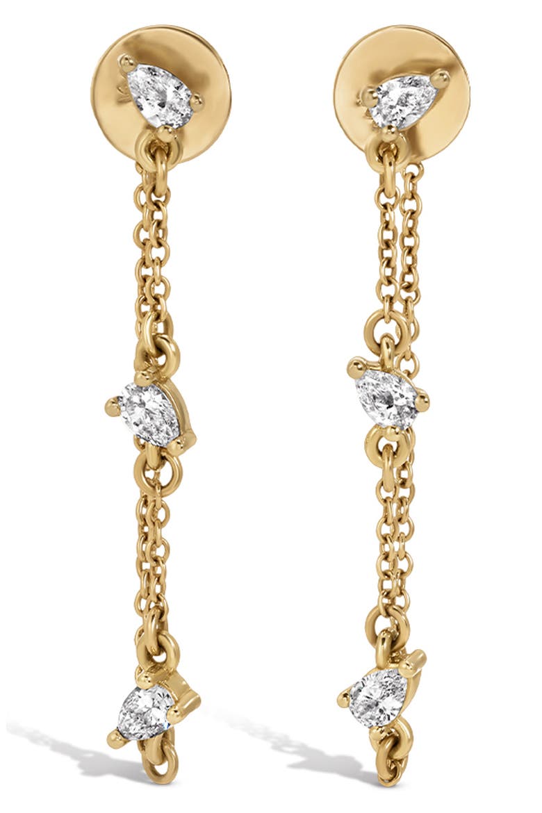 Lab Grown Pear Cut Diamond Chain Drop Earrings, Main, color, 14K YELLOW GOLD