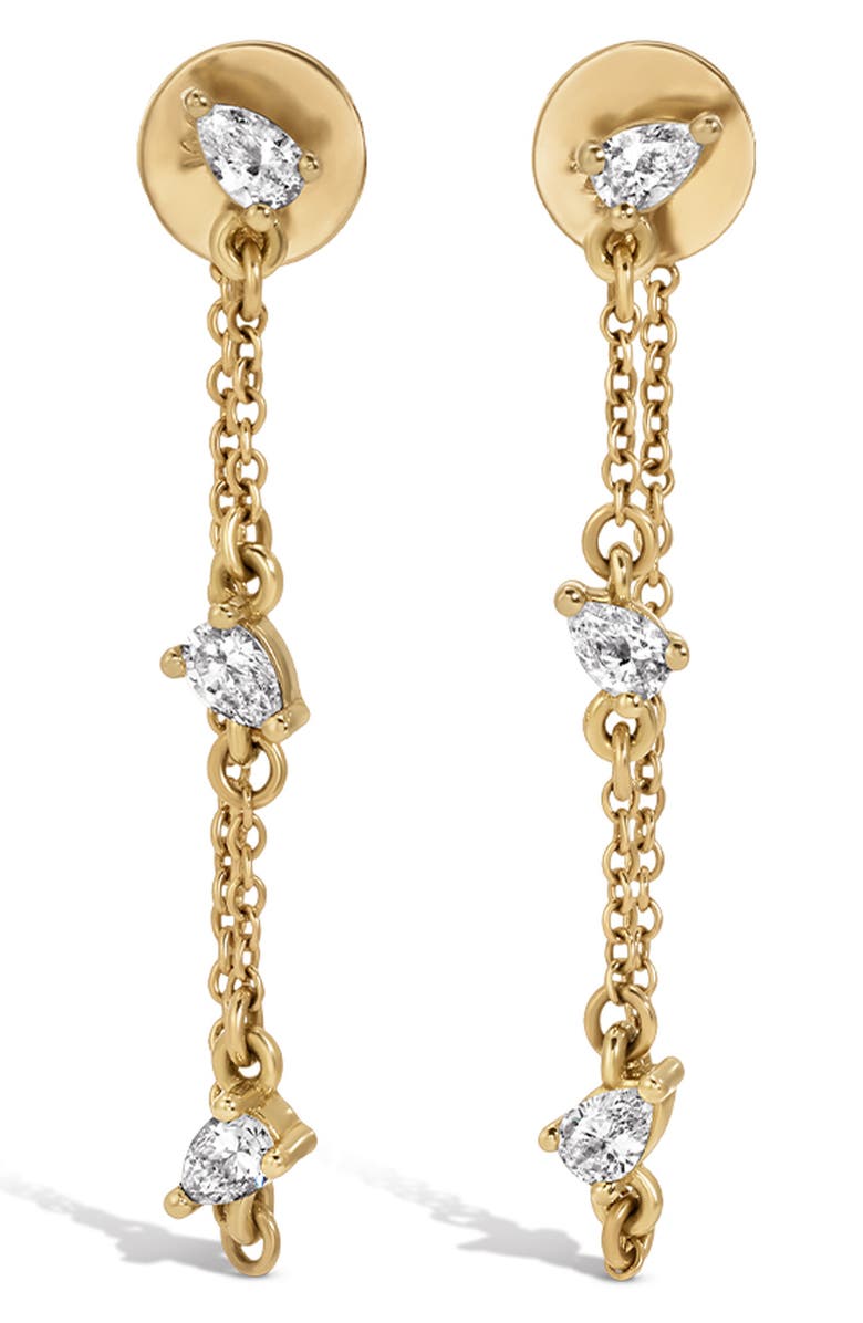 Adina Reyter Lab Grown Pear Cut Diamond Chain Drop Earrings, Main, color, 14K Yellow Gold