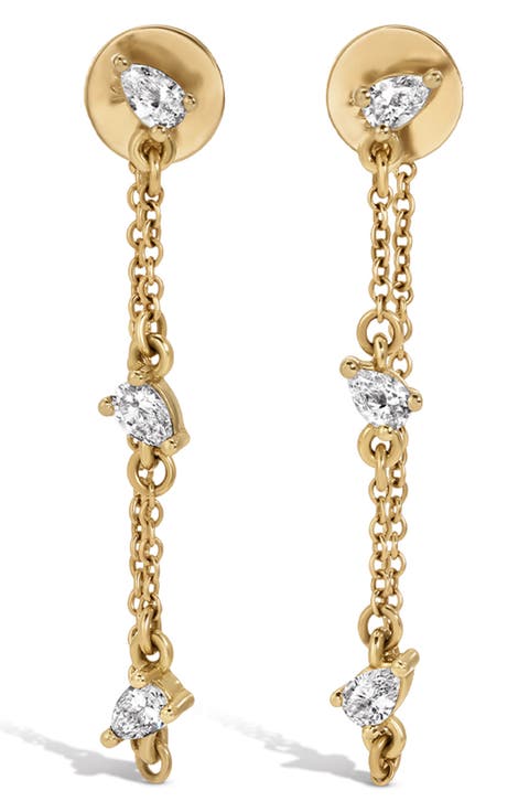Lab Grown Pear Cut Diamond Chain Drop Earrings