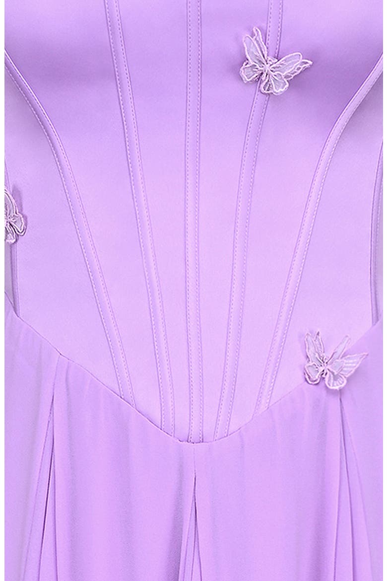 Pascha Butterfly Appliqué Corset Maxi Dress, Alternate, color, SHEER LILAC