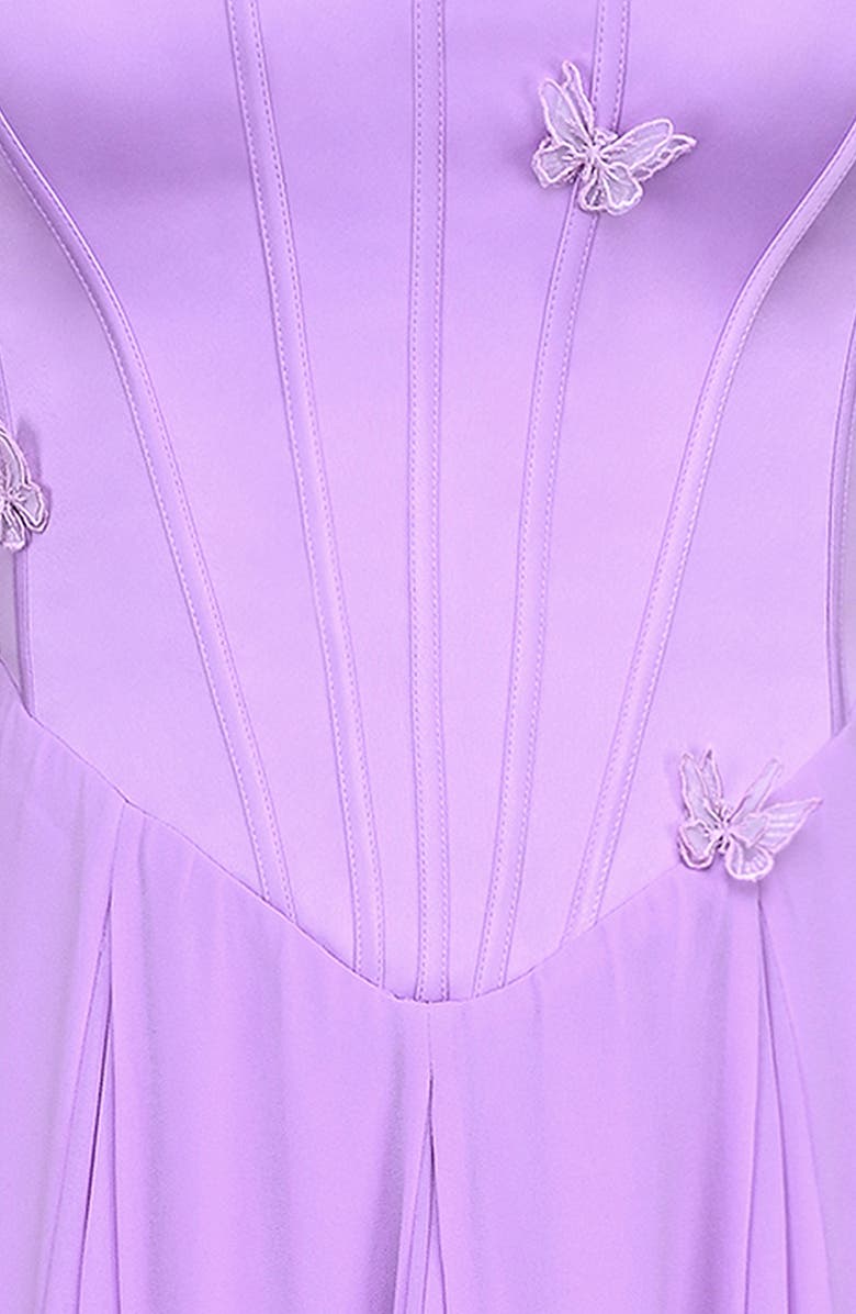 HOUSE OF CB Pascha Butterfly Appliqué Corset Maxi Dress, Alternate, color, Sheer Lilac