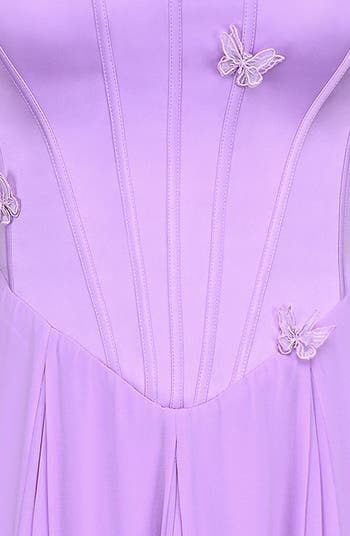 Pascha Butterfly Appliqué Corset Maxi Dress