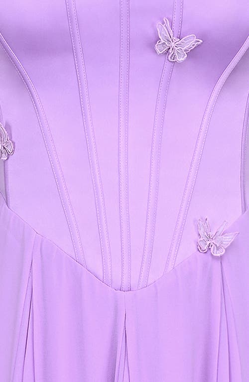 Shop House Of Cb Pascha Butterfly Appliqué Corset Maxi Dress In Sheer Lilac