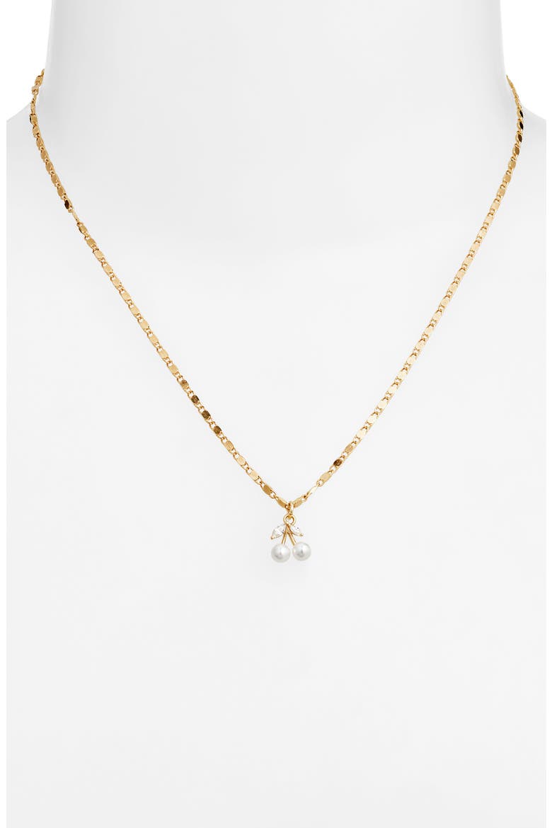 Faux Pearl Cherry Pendant Necklace, Alternate, color, GOLD