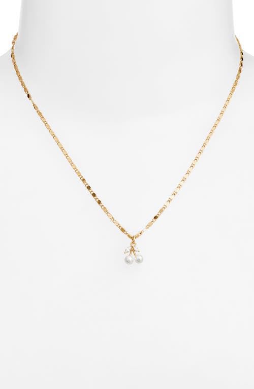 Vidakush Faux Pearl Cherry Pendant Necklace In Gold