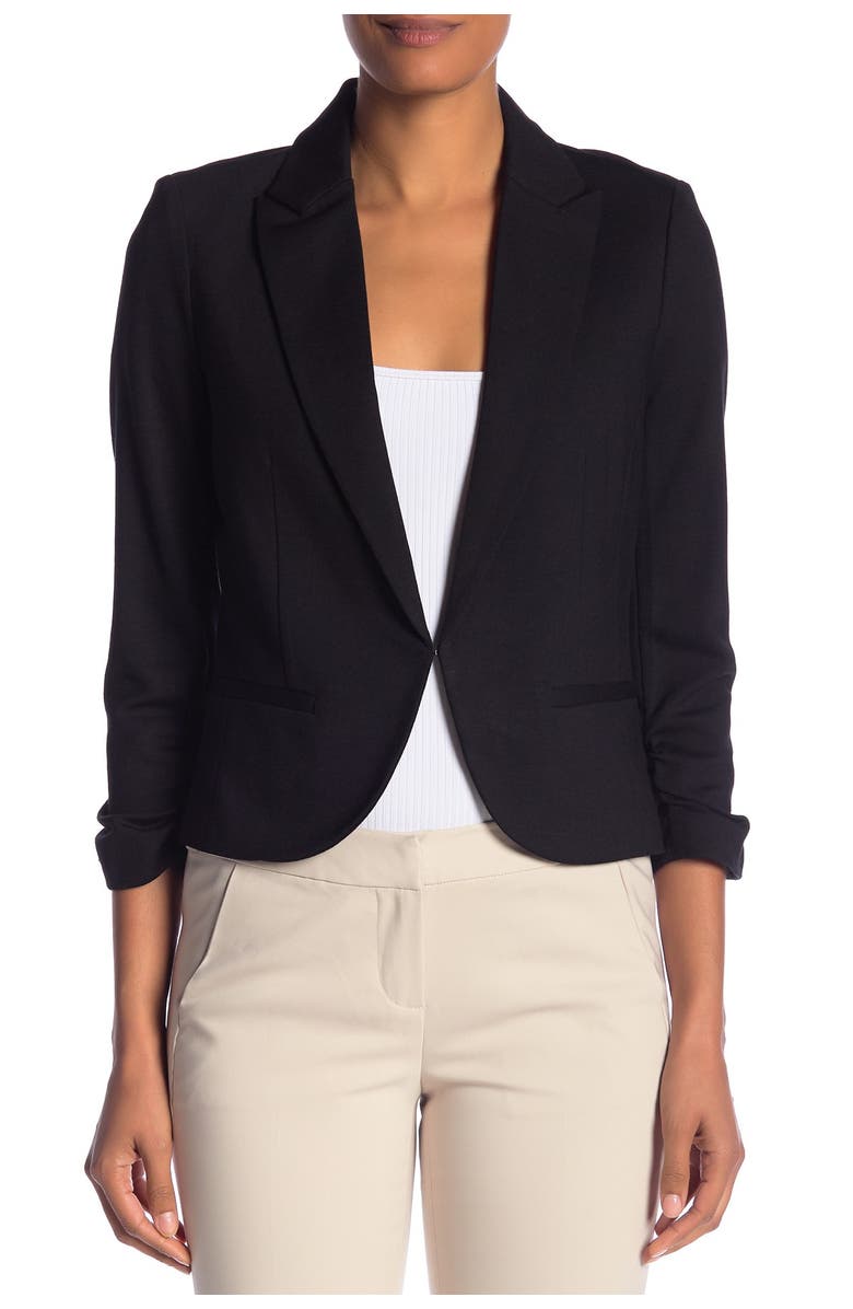 Amanda & Chelsea Ponte 3/4 Length Sleeve Rouched Jacket, Alternate, color,