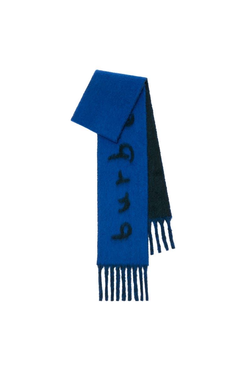 Burberry Reversible Logo Alpaca Wool Blend Scarf, Main, color, Firth Blue