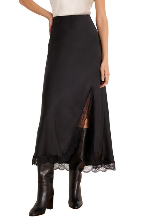 Day Gloss Lace Trim Midi Skirt