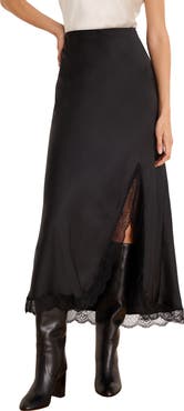 NIC+ZOE Day Gloss Lace Trim Midi Skirt