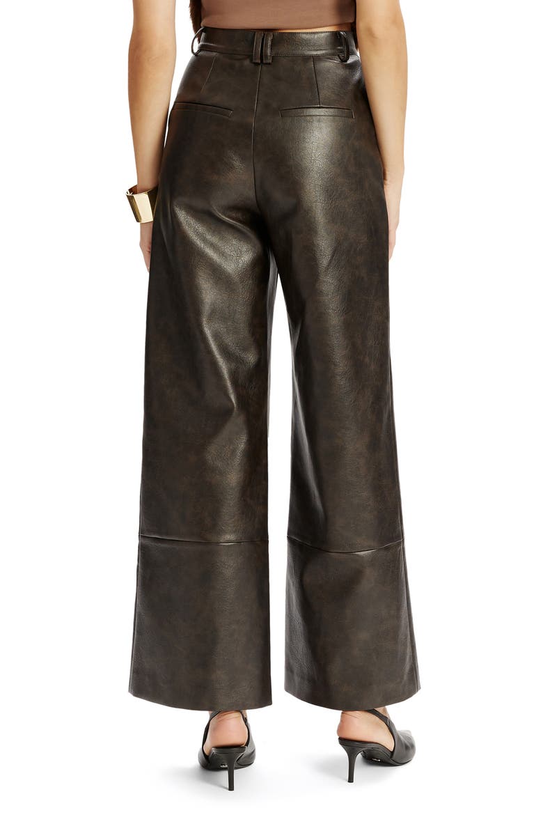 Marlowe Faux Leather Wide Leg Pants, Alternate, color, DARK CHOCO