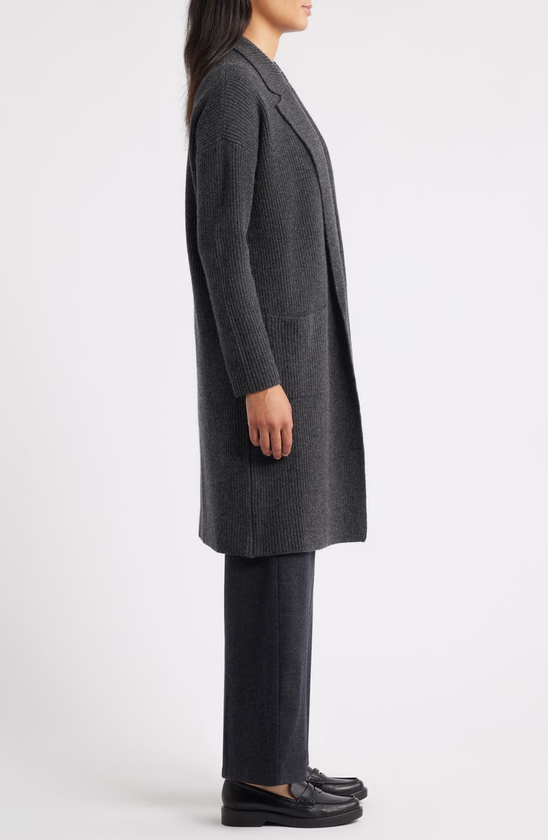 Eileen Fisher Rib Wool Coatigan, Alternate, color, Charcoal