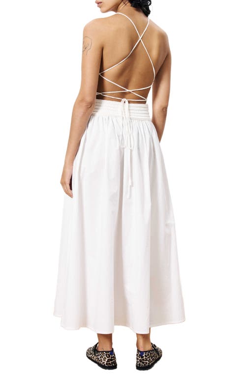 Frnch Isilda Mixed Media Halter Neck Cotton Dress In White