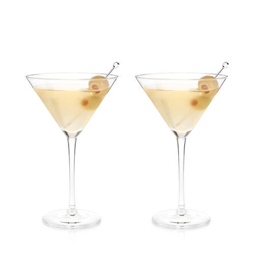 Viski Raye Crystal Stemmed Martini Glasses Set Of 2 In Clear