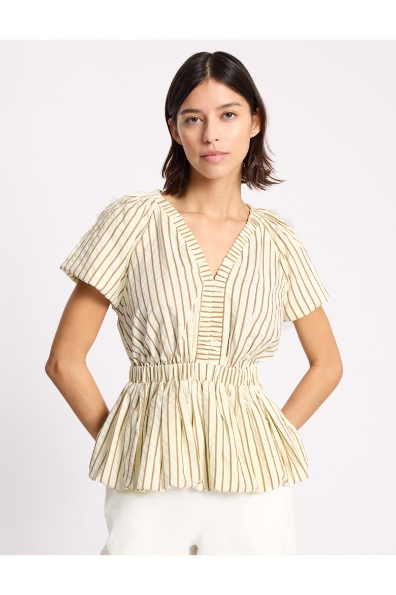 Stripe Cotton Bubble Hem Top, Main, color, Neutral