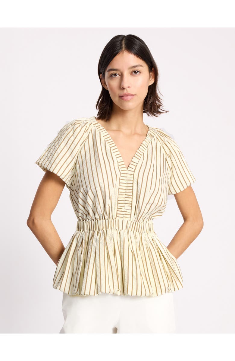 Albaray Stripe Cotton Bubble Hem Top, Main, color, Neutral