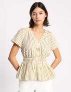 Albaray Stripe Cotton Bubble Hem Top