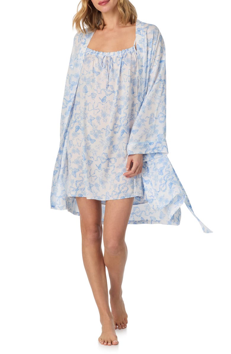 Room Service Pjs Tess Butterflies & Bows Print Short Robe, Alternate, color,