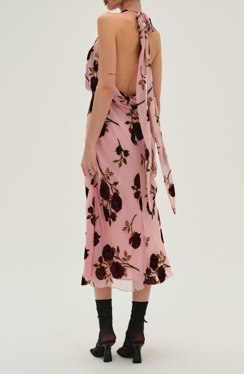 For Love & Lemons Rose Cowl Halter Dress, Alternate, color, 