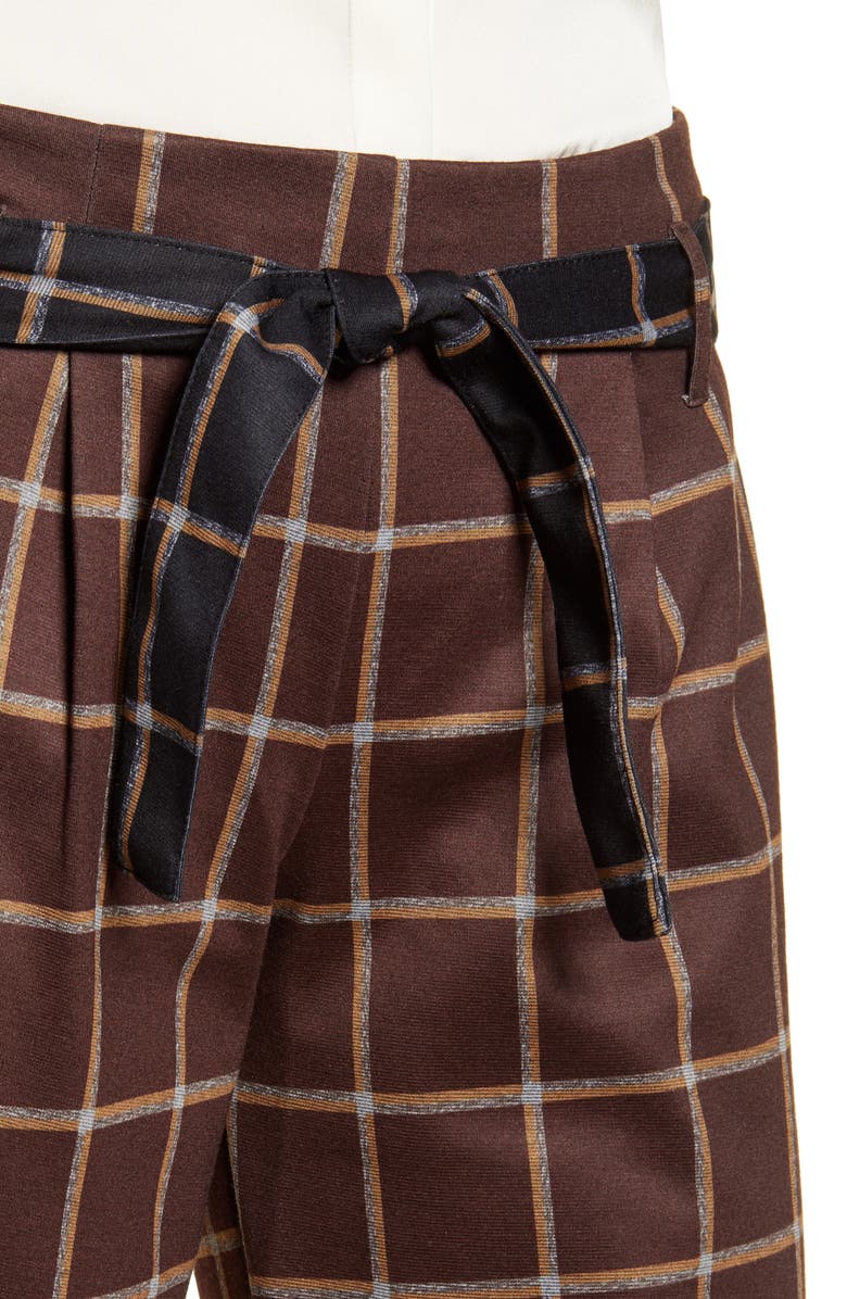 Hue Plaid Belted Wide Leg Pants, Alternate, color,