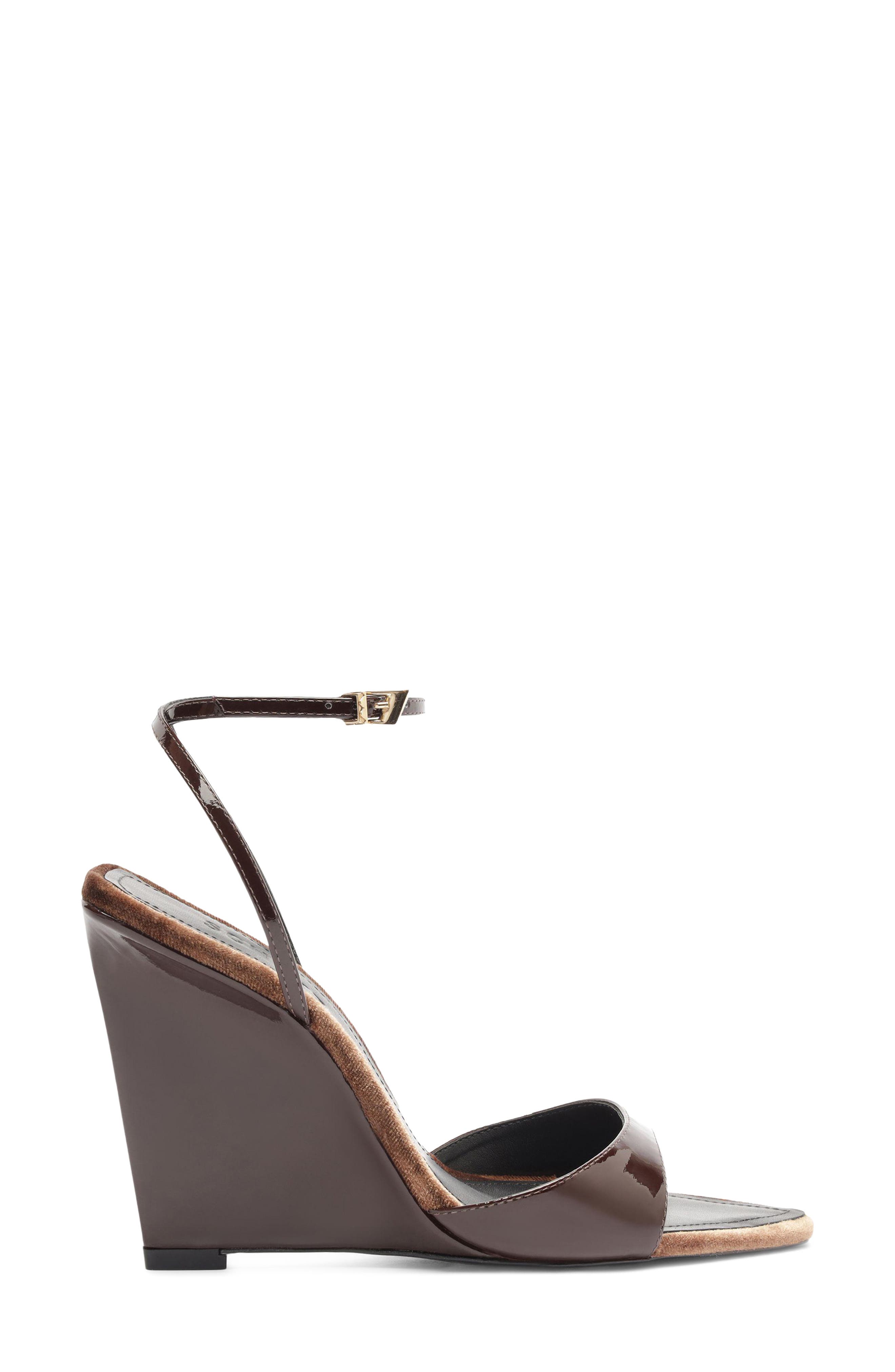 Elodie Ankle Strap Pointed Toe Wedge Sandal, Alternate, color, MAPLEWOOD