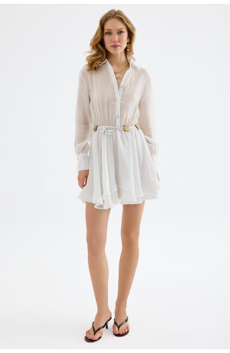 Monlicia Alora Tencel Mini Shirt Dress, Main, color, White