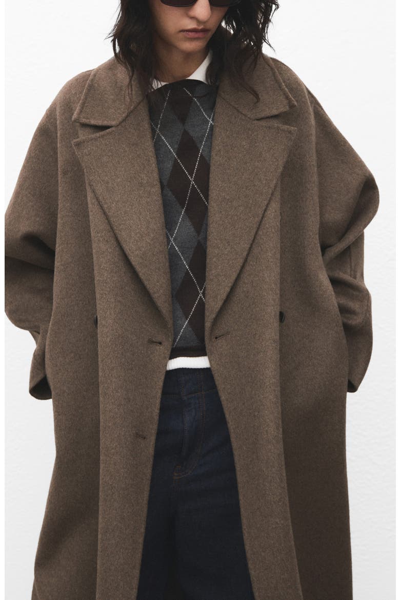 Picarol Double Breasted Wool Blend Coat, Alternate, color, MEDIUM BROWN