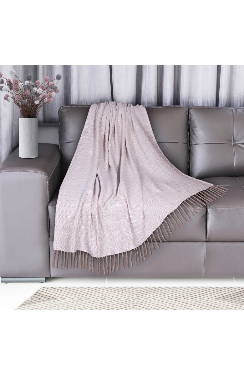 PARKLAND COLLECTION Pegeen Chevron Handloomed Throw Blanket, Alternate, color, Beige-Coffee