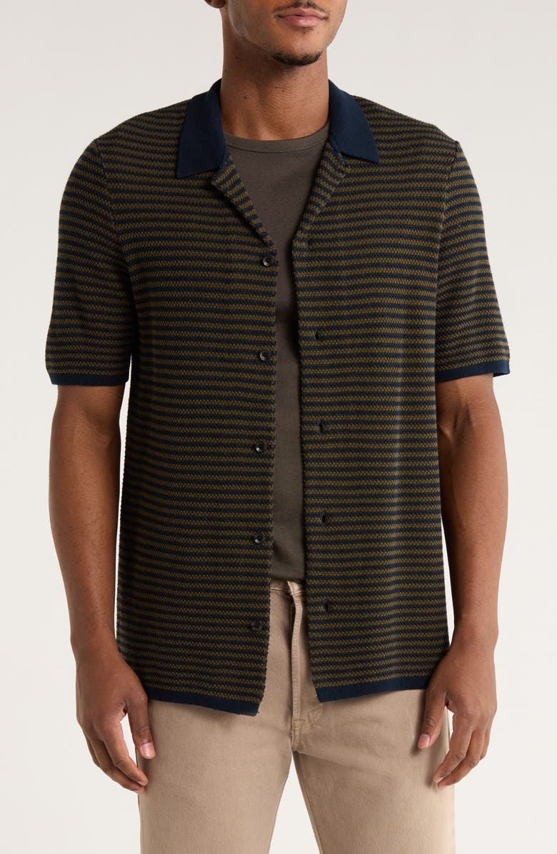 TRUTH Contrast Collar Button-Up Sweater, Main, color, Navy/ Olive
