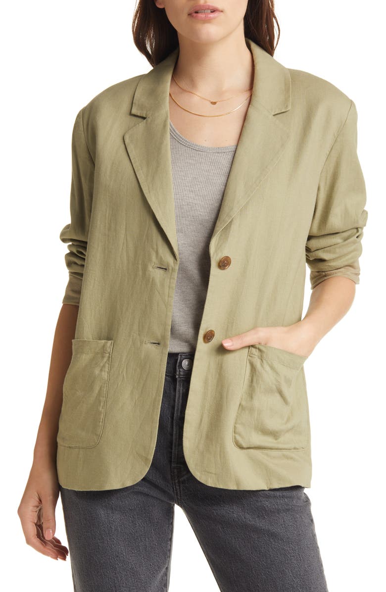 Treasure & Bond Women's Two Button Linen Blend Blazer, Main, color, 