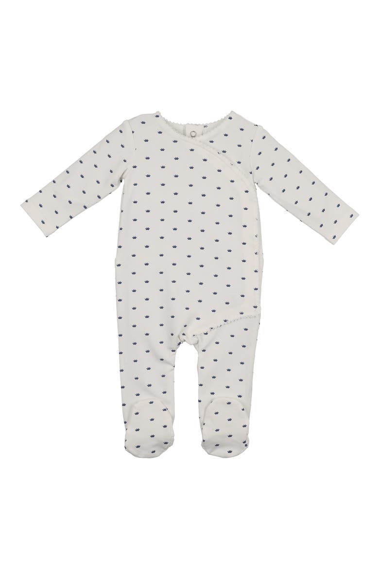Crown Wrap Cotton Blend Footie, Main, color, OFF WHITE