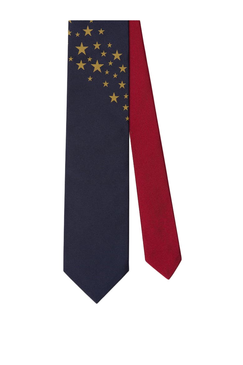 Robert Stars Two Tone Best of Class Necktie, Main, color, Navy/Red