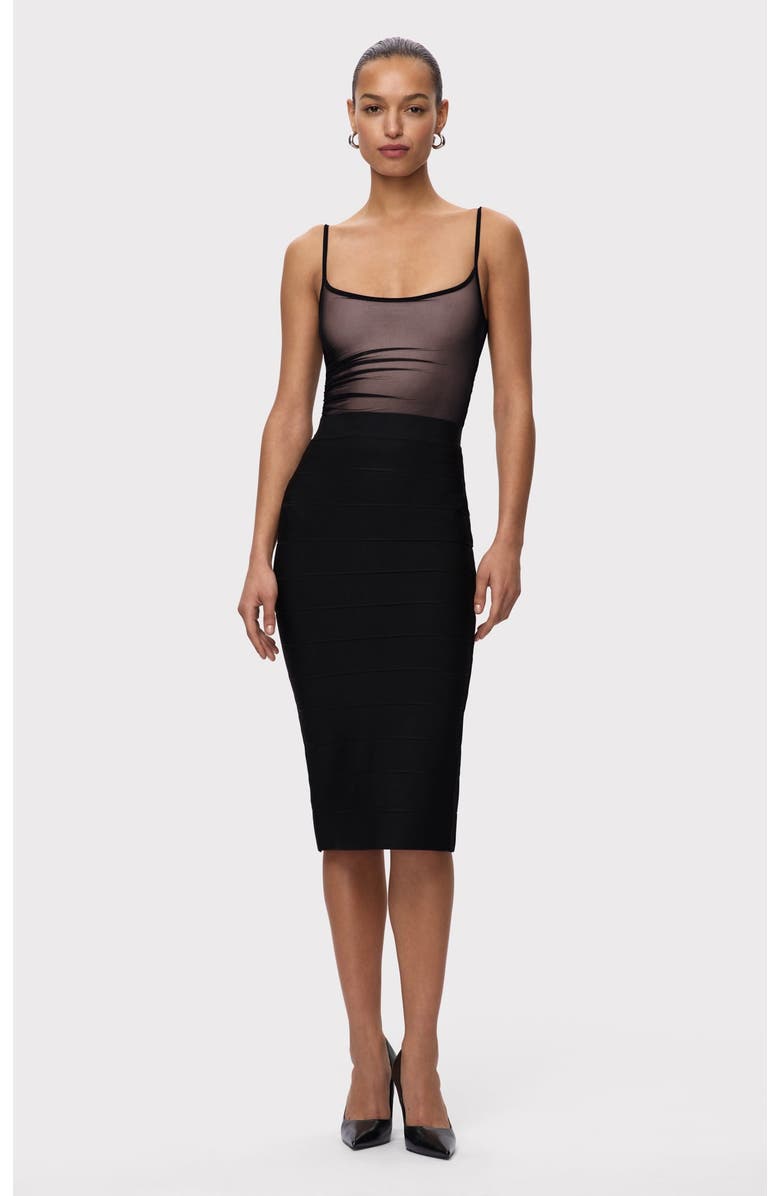 Herve Leger The Nessa Bodysuit, Alternate, color, Black
