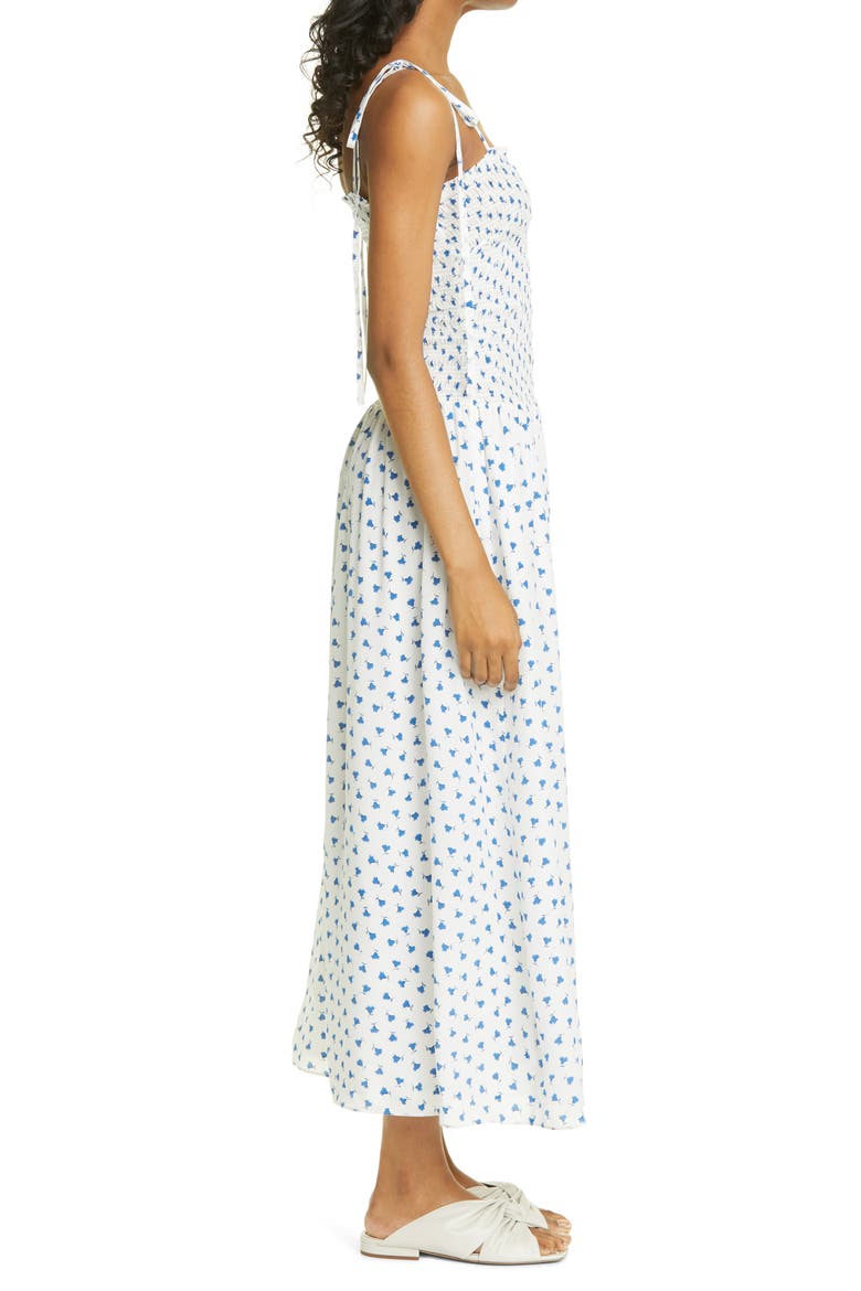 Emmy Floral Silk Sundress, Alternate, color, SNOW COMBO