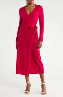 Astrid Long Sleeve Wool & Cashmere Wrap Sweater Dress