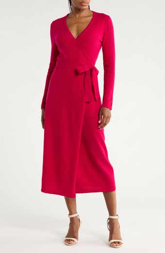 Astrid Long Sleeve Wool & Cashmere Wrap Sweater Dress