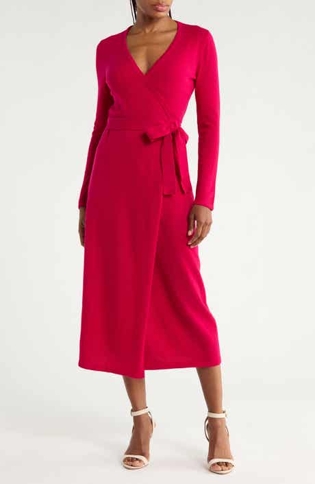 Astrid Long Sleeve Wool & Cashmere Wrap Sweater Dress