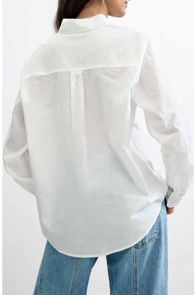 Embroidered Patch Cotton Button Down Shirt, Alternate, color, WHITE