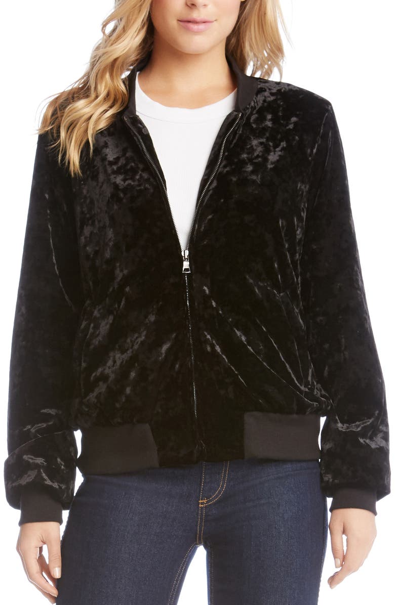 Karen Kane Velvet Bomber Jacket, Main, color, 