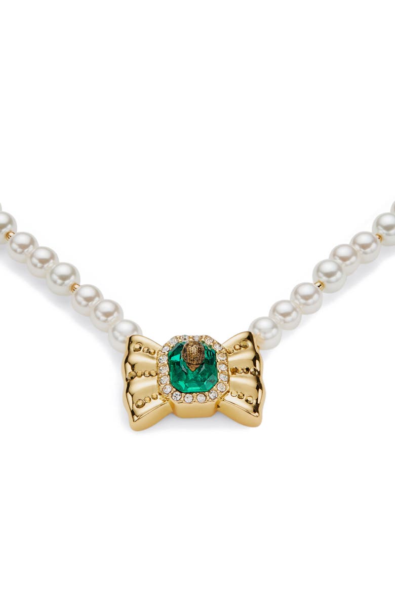 Kurt Geiger London Bow Pendant Necklace, Alternate, color, Gold/ Pearl